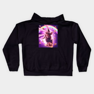 Laser Eyes Space Cat Riding Sloth, Llama - Rainbow Kids Hoodie